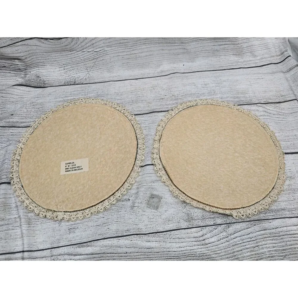 Vintage Embroided Laced Small Placemat Camelia Belgium